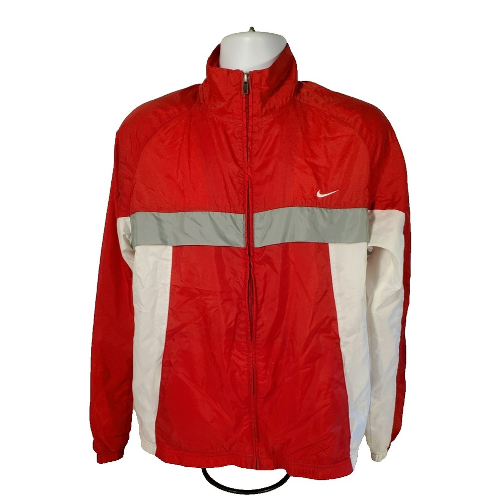 NIKE The Athletic Dept. Red/ White/ Gray Windbreaker Jacket Size Large